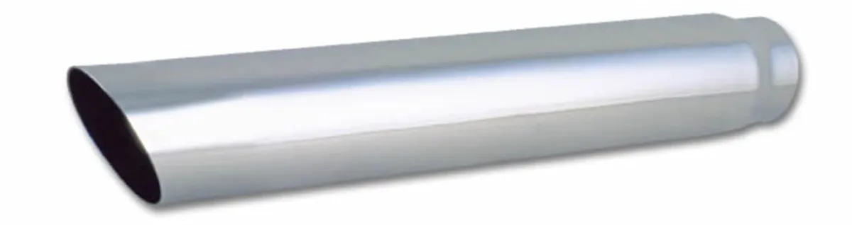 Exhaust Tip; Round Straight; 4 in. Outlet O.D.; 2.5 in. Inlet ID; 20 in. L; 304 Stainless Steel; Single Wall Angle Cut; product image