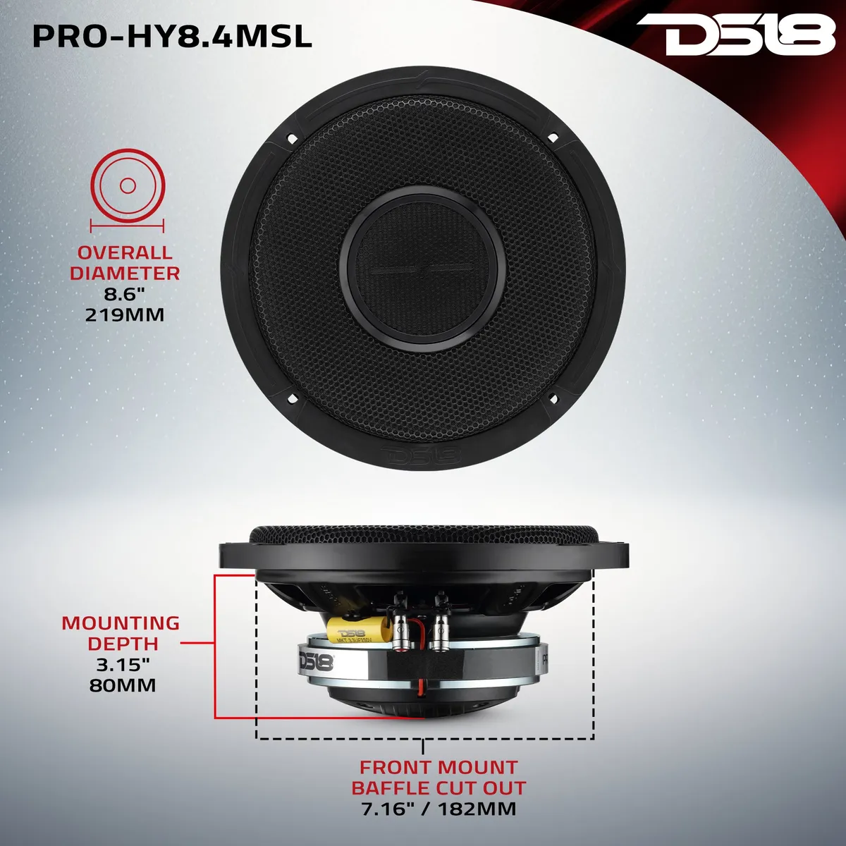 PRO 8" Shallow Coaxial Hybrid Mid-Range Loudspeaker with Built-in Driver | 200W RMS 4-Ohm product image