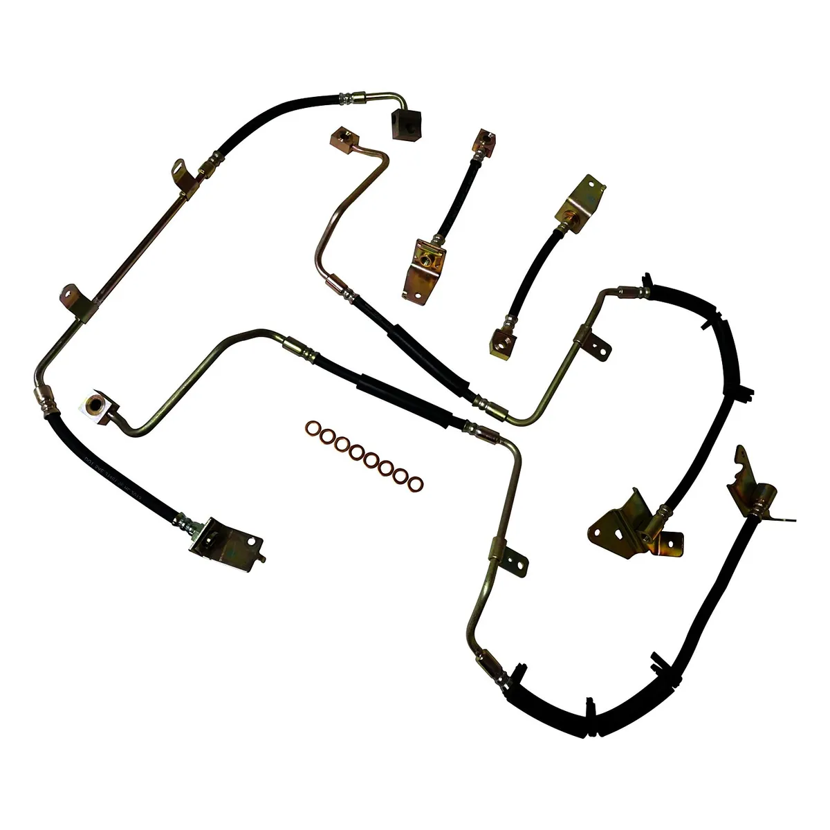 Blacksilvercopper Brake Hose Kit Includes Left And Right Front And Rear Hoses, Rear Hose to Axle, And 8 Brake Hose Washers product image