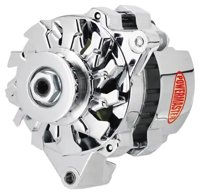 Power Master Alternator; CS121; Offset Right; 100 Amp; 60 Idle; 1 Groove V Type Pulley; Chrome;