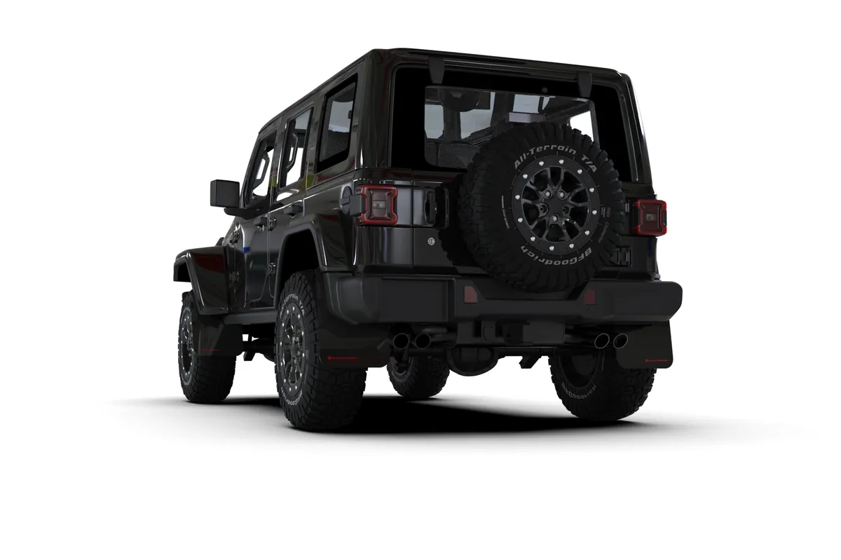 Rally Armor MF124-UR-BLK-RD - 2018-25 Jeep Wrangler Rubicon - Black Mud Flap/Red Logo product image