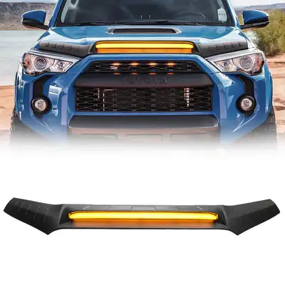 LED Factory Mart Hood Protector with Amber LED Lights for 2010-2024 Toyota 4Runner