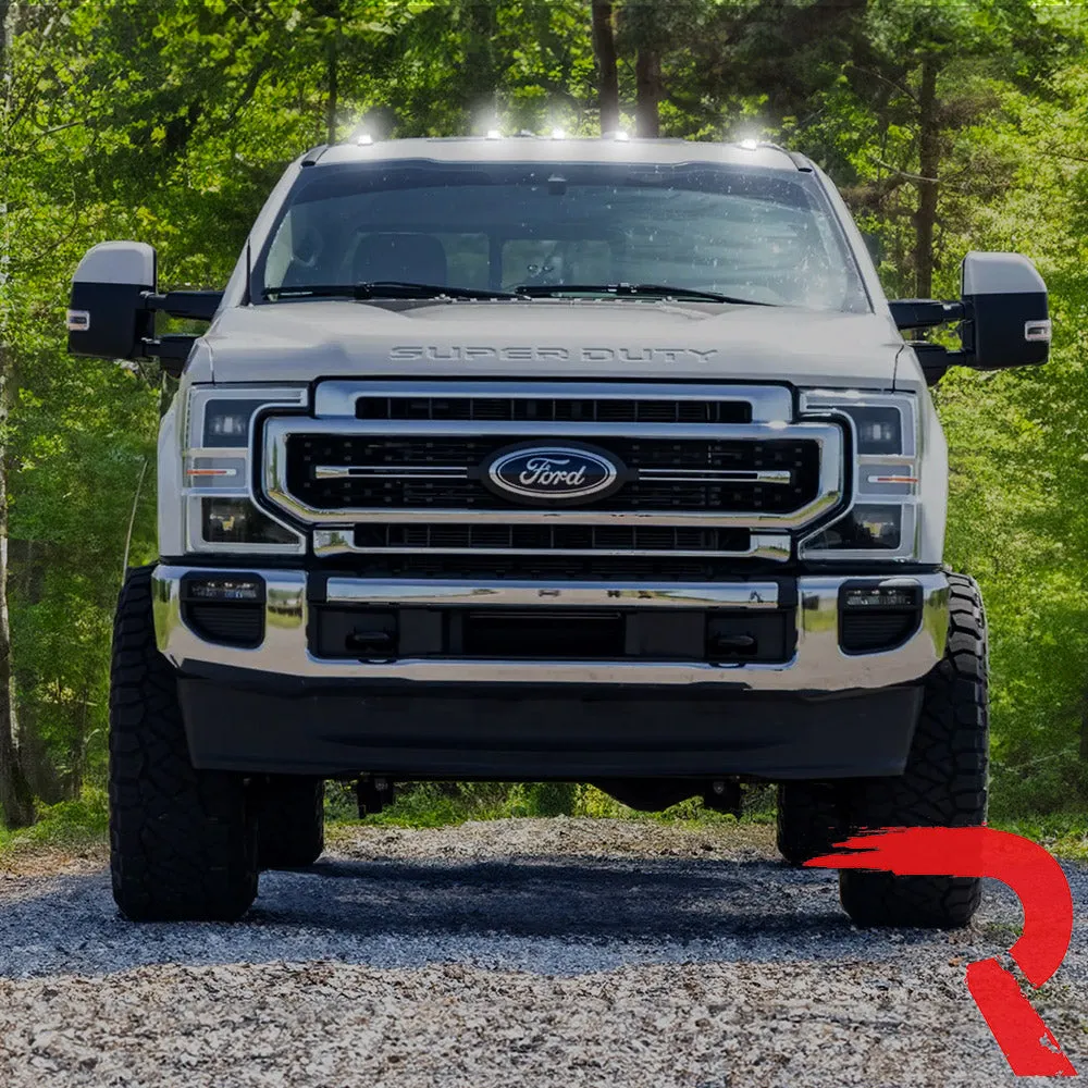 Ford 17-23 Superduty 5-Piece Set Clear Cab Roof Light Lens With 2-Way Forward Rear Facing White Ultra High-Power Leds - Attn This Cab Light Set is For a Fresh Install on a Truck That Did Not Come With OEM Cab Roof Lights no Square Hole Required - on product image