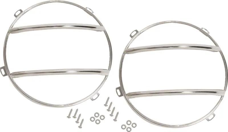 Jeep JK Euro Headlight Guards Pair 07-18 Wrangler JK Polished Silver Kentrol product image