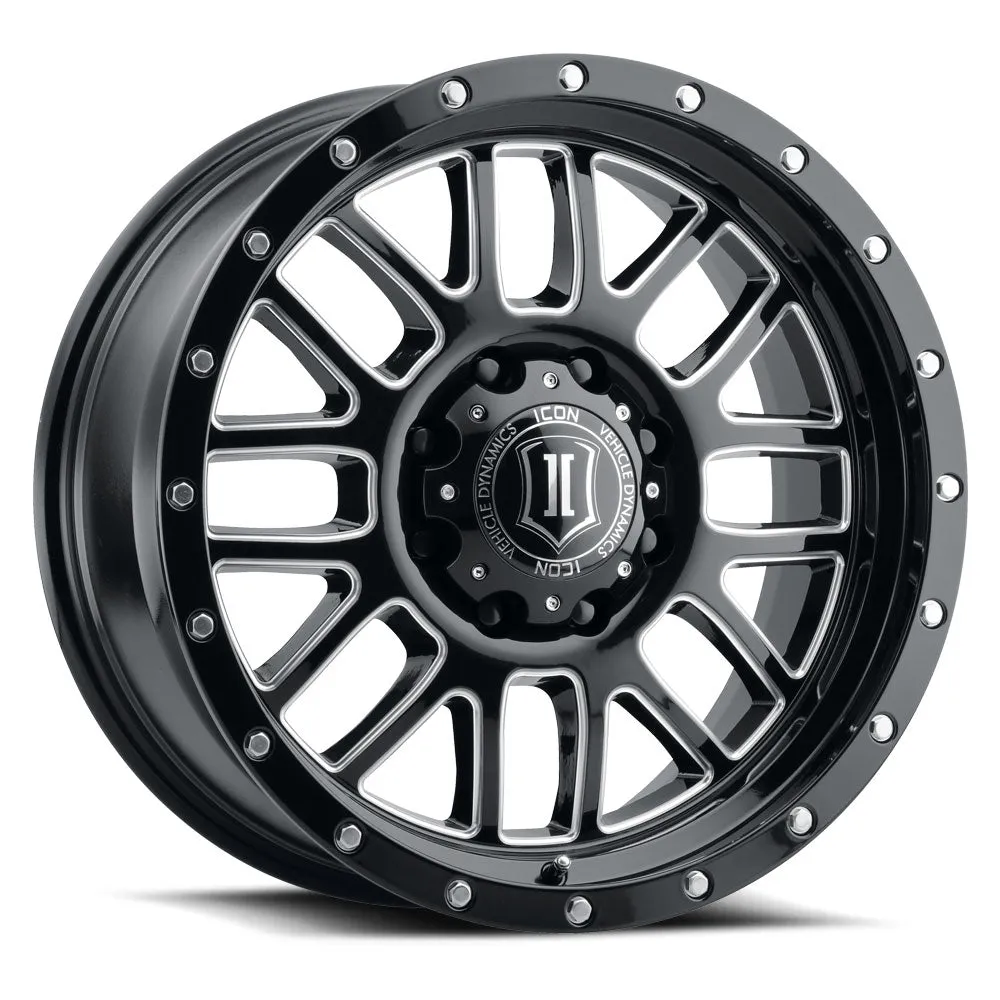 ICON Vehicle Dynamics ICON Alloys Alpha, Gloss Black, Milled Windows, 20x9 / 5x150, 16mm OS, 5.625" BS