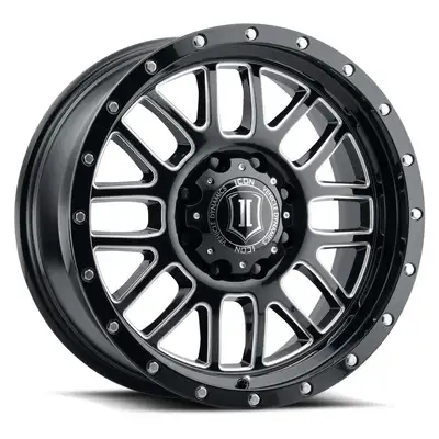 ICON Vehicle Dynamics ICON Alloys Alpha, Gloss Black, Milled Windows, 20x9 / 5x150, 16mm OS, 5.625" BS
