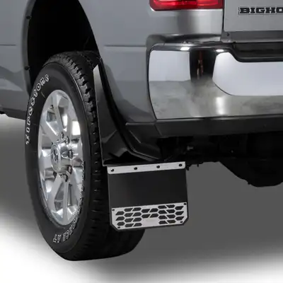 Putco 2016-2022 Nissan Titan Titan XD - Fits Rear - Set of 2 Mud Flaps Mud Skins Solid - Brushed Stainless Steel Made in USA