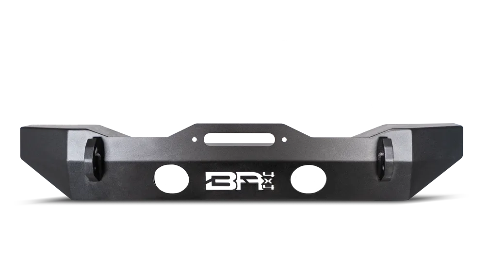 Front Base Bumper; Mid-Width Design; Two Welded D-Ring Mounts; 3/16 in. Steel Plate; Textured Black; product image