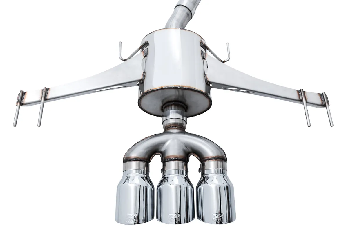 AWE Track Edition Exhaust for FK8 Civic Type R (includes Front Pipe) - Triple Chrome Silver Tips product image