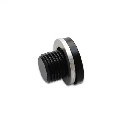 Vibrant Performance Metric Port Plug; M10 x 1.0 Metric Size; 6061 Aluminum; Black Anodized; Incl. Crush Washer;