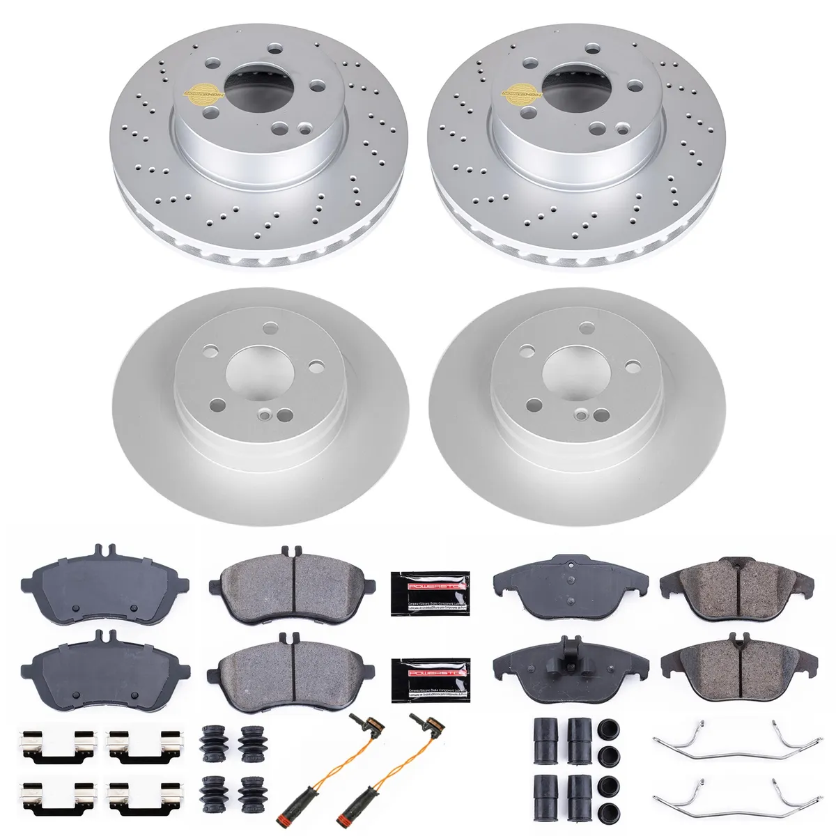 Z23 Sport Geomet Coated Rotor Kit For European Vehicles: Genuine Geomet Fully Coated Rotors; Carbon-Fiber Ceramic Pads W/Hardware; Pad Sensors product image