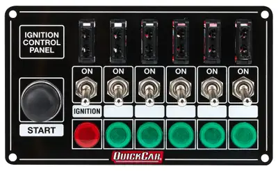 Quickcar Racing Ignition Panel Blk Fused w/Start But. & Lights