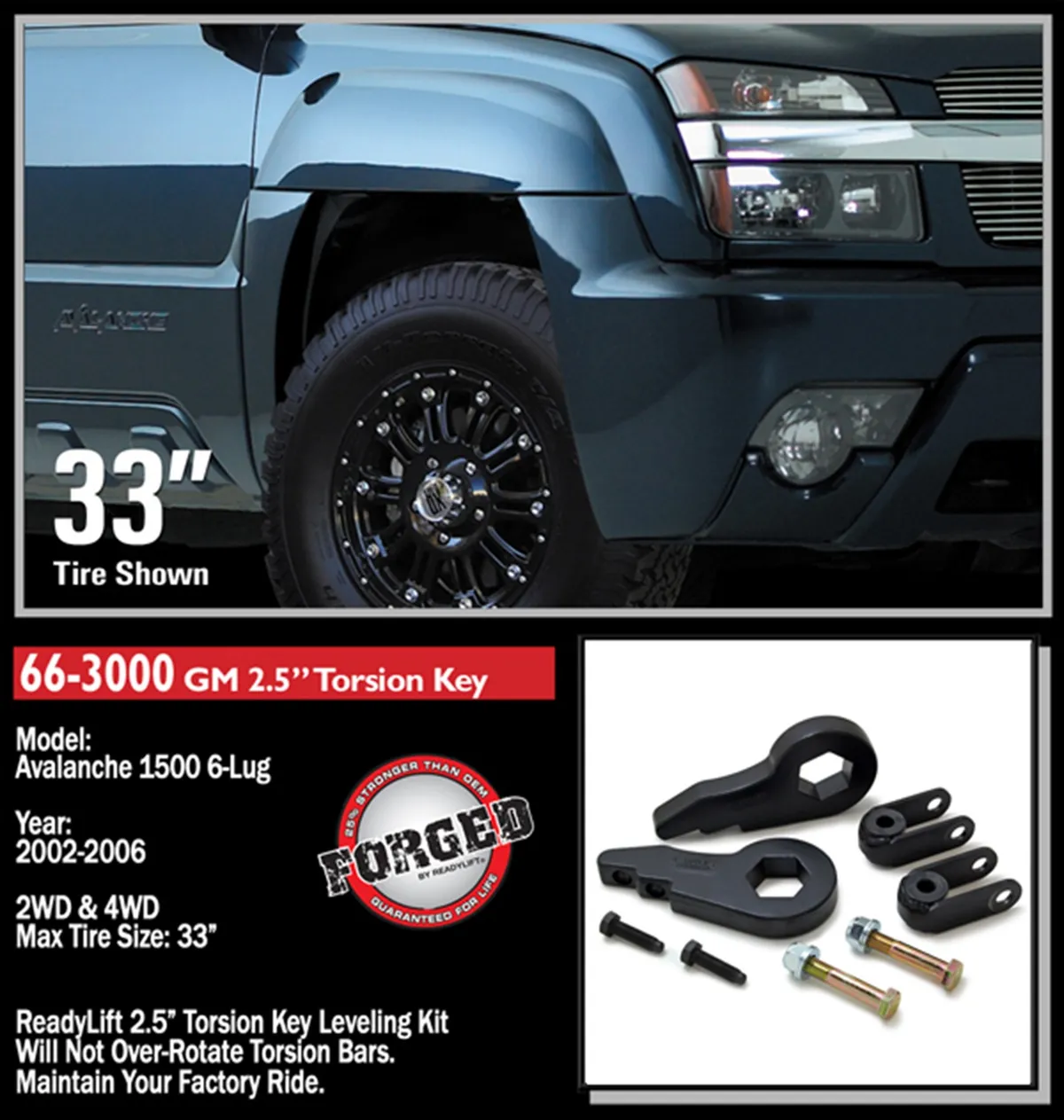 2.5in Front Level Kit(Forged Torsion Key)0006 Chevy/Gmc 1500/Tahoe/Suburban/Yukon Xl/Esclade product image