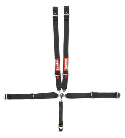 Racequip Camlock 5 Point Auto Racing Harness Set; Pullup Lap; Sfi 16.1 Seat Belt Set; Black