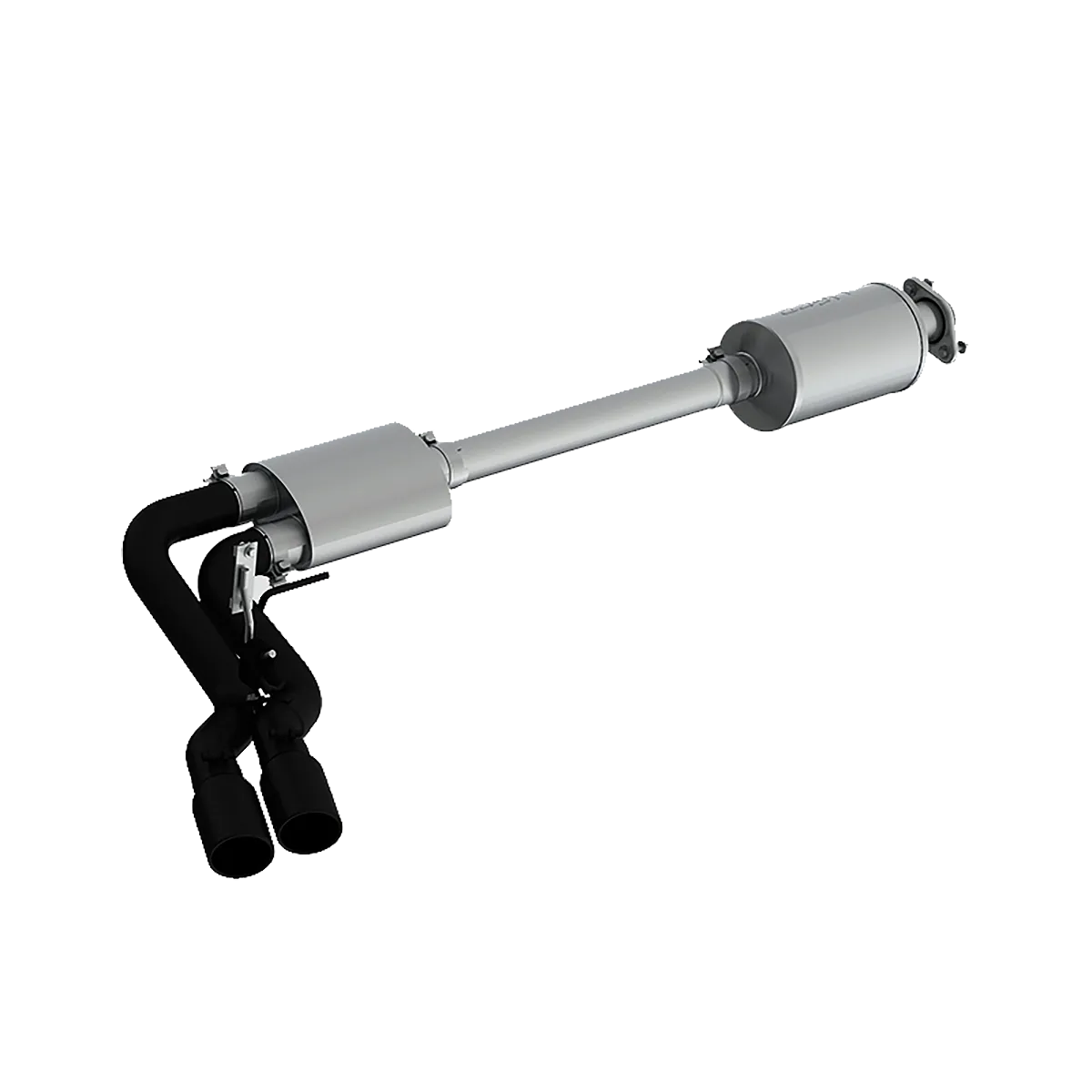 Armor BLK Cat Back Exhaust System; 3 in.; Incl. Front Pipe/Ext. Pipe/Muffler/Tailpipe/Hardware/4 in. OD Tip; Pre-Axle Dual Outlet; Street Version; Black Coated; product image