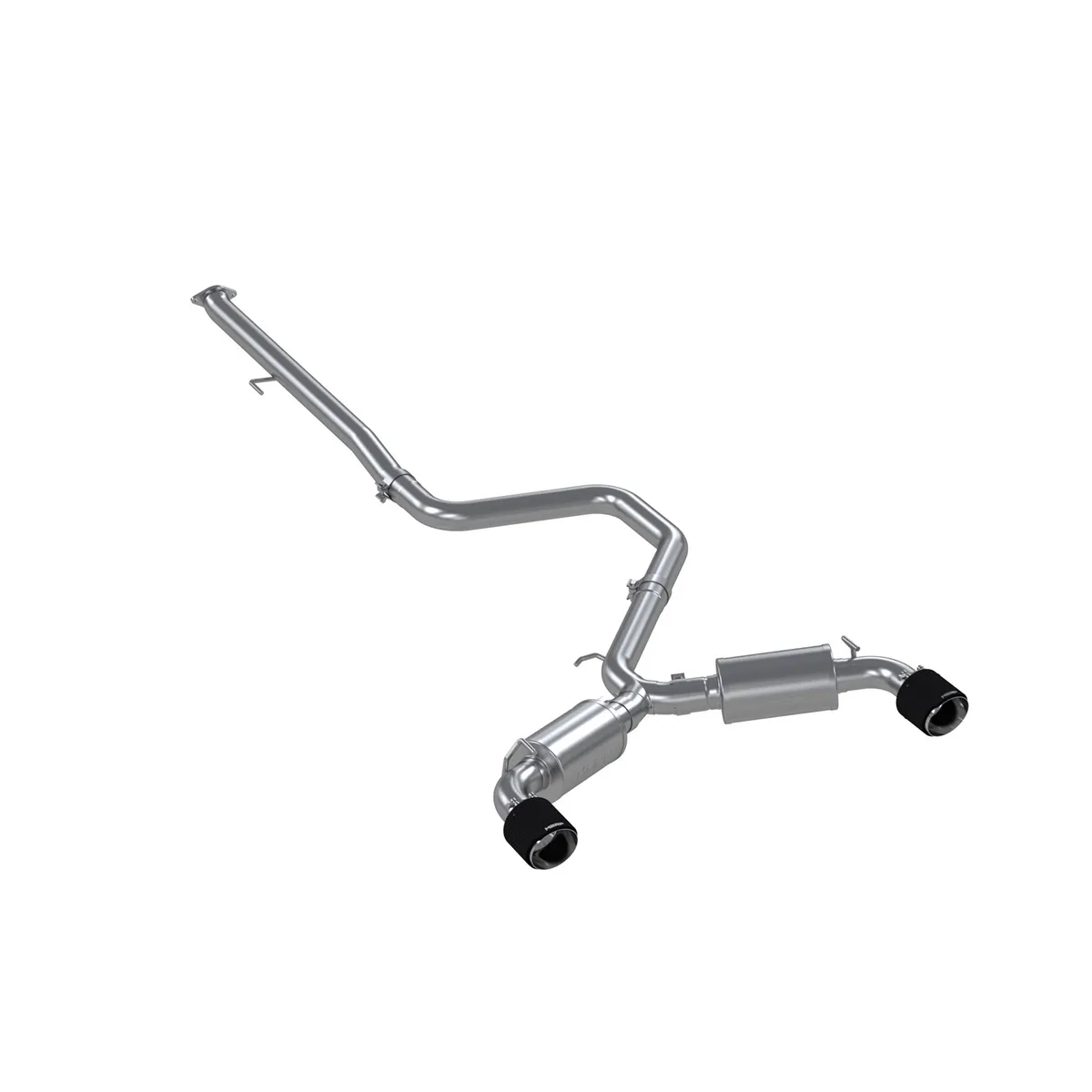 T304 Stainless Steel 3 inch Cat-Back Dual Split Rear with Carbon Fiber Tips (2) 5 inch OD Carbon Fiber Tips Included MBRP product image