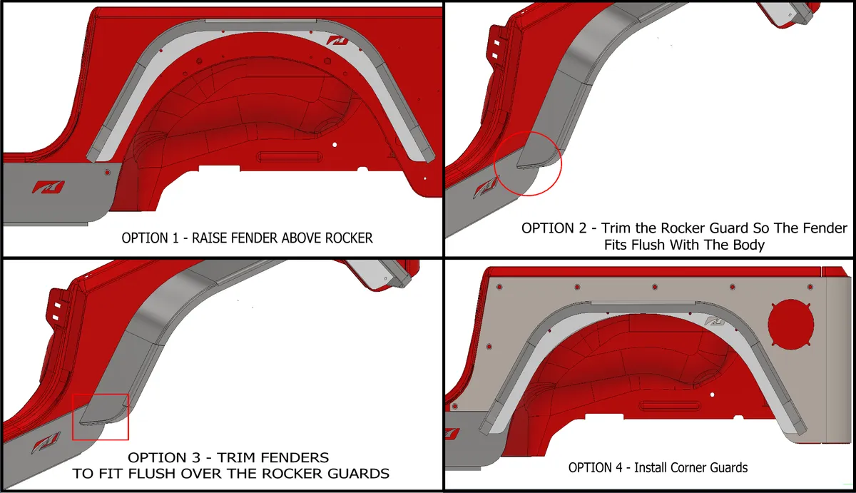 Motobilt Motobilt Crusher Rear Fender 2in Flares, Bare - TJ/LJ