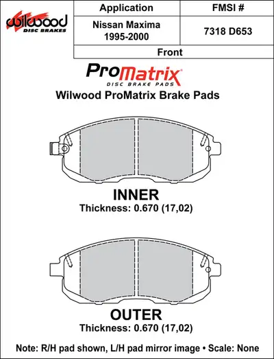 Wilwood Brakes 2000 - 2006 Nissan Original Equipment Pads - 150-D0653K
