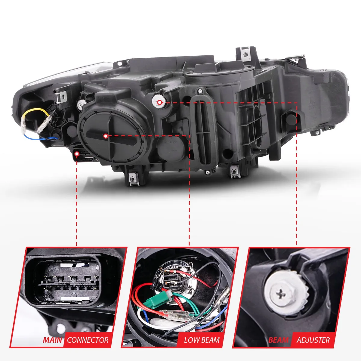 Bmw 3 Series F30 4DR 12-15 Projector U-Bar Headlights Black (For Halogen Model) product image