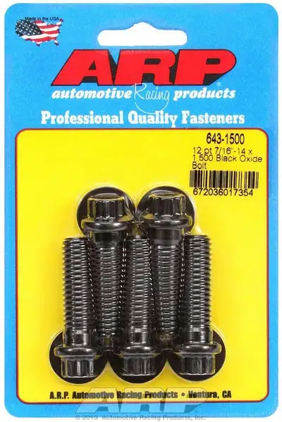 ARP Auto Racing 7/16-14 x 1.500 12pt Bolt Kit (5) Black Oxide