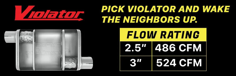 Violator Muffler Kit 09-18 Ram Hemi Split Rear Dual Exit Intermediate Pipe 3 in Hardware And Muffler Incl Tip Not Incl Natural Finish 409 Stainless Steel Pypes Exhaust product image