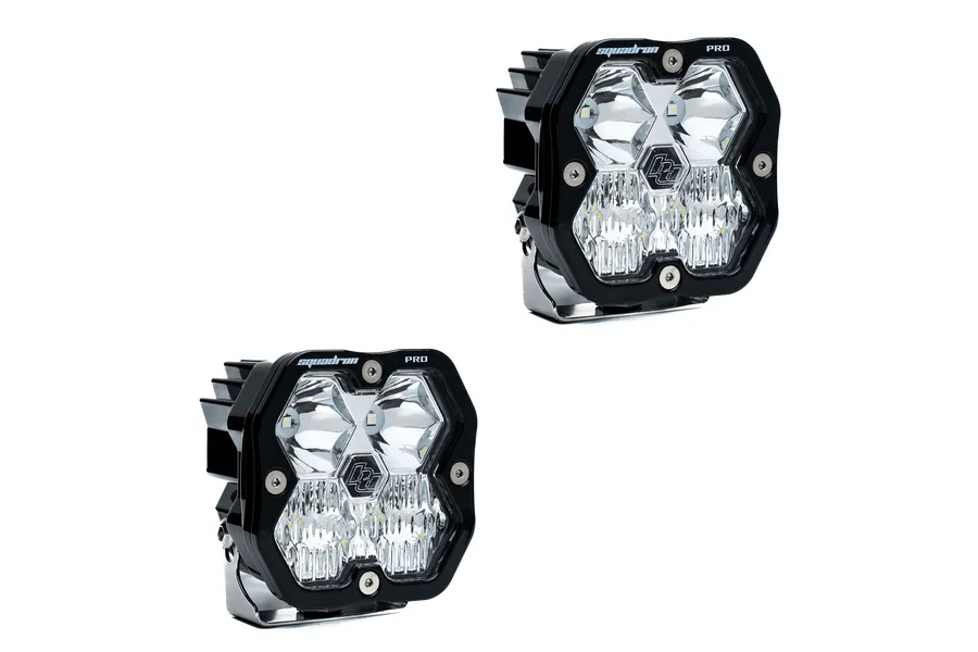 Baja Designs Squadron 2.0 Pro Black LED Auxiliary Light Pod Pair (No Harness) Universal Clear Driving/Combo Baja Designs