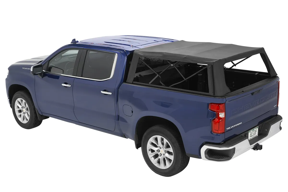 Supertop Truck Bed Cap 2 For Chevy/GMC 2020-2024 Silverado/Sierra 2500/3500 HD 6.8 Foot Black Diamond PVC Coated Sailcloth No Drill Bestop product image