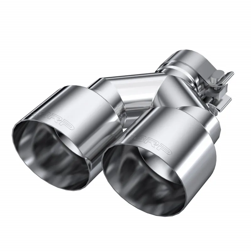 Armor Pro Exhaust Tip; 2.5 in. Inlet Diameter; Dual 4 in. Outlet Diameter Out Single Wall; T304 Stainless Steel; product image