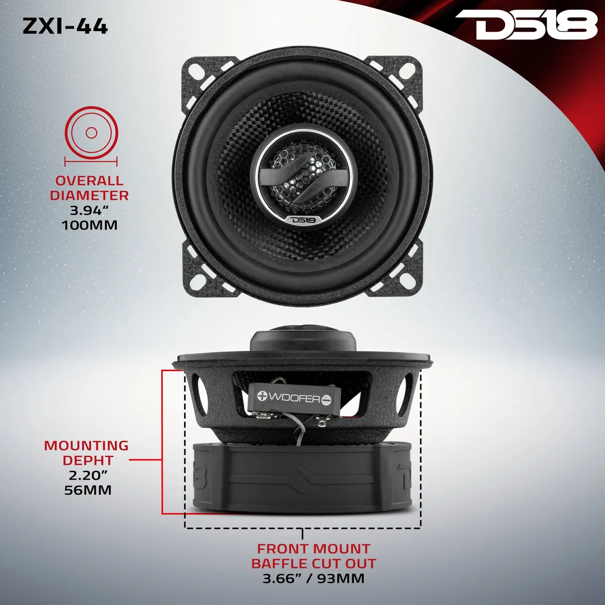 ZXI 4" 2-Way Coaxial Speakers with Kevlar Cone | 50 Watts RMS 4-Ohm product image