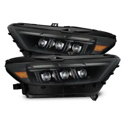 AlphaRex LED Projector Headlights Alpha-Black w Activation Light Sequential Signal Switchback DRL