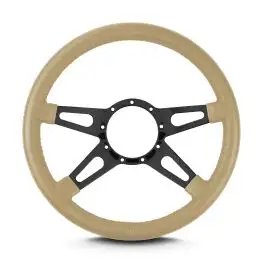 Lokar Lecarra Mark 9 Supreme Steering Wheel; Tan; Black Spokes; 14 in. Standard Grip;
