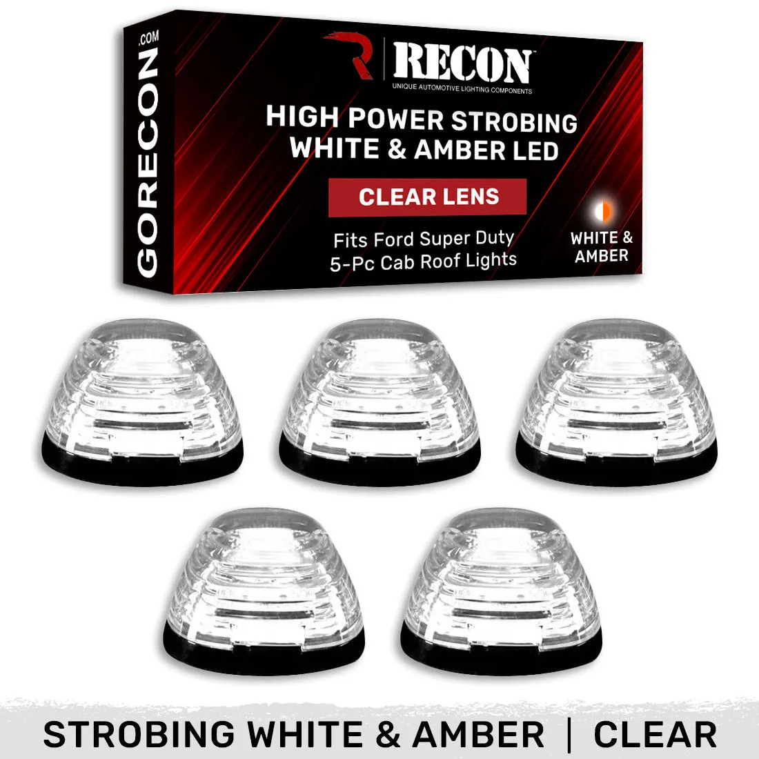 Ford 99-16 Superduty 5-Piece Set Smoked Lens with White and Amber Strobe LEDs and White or Amber Running Light LEDs - product image