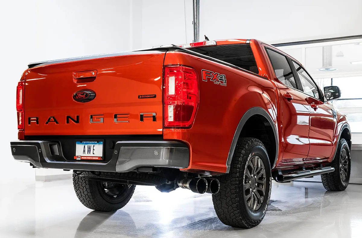 AWE 0FG Exhaust with BashGuard for Ford Ranger - Dual Diamond Black Tips product image
