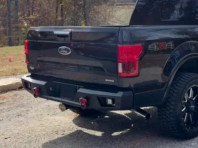 Body Armor Ambush Series Rear Bumper; 3/16 And 1/4 in. Roll Steel; Non Winch; 30 in. Dual Row/2 Cube Style LED Light Mount; Black; Steel;