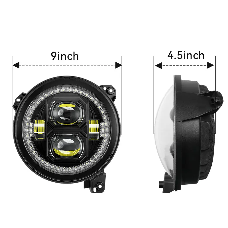 9'' RGBW LED Headlights for Jeep Wrangler JL and GLadiator JT product image