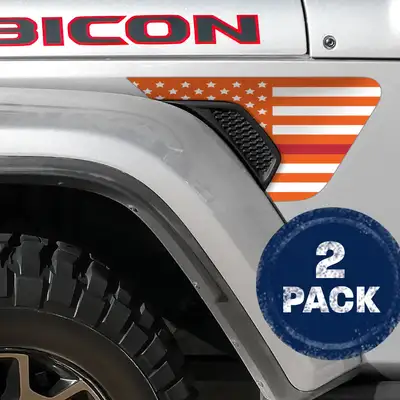 Under The Sun Inserts White and Orange Thin Red Line Flag 2pc Vinyl Fender Decal