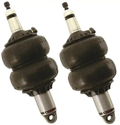 Ridetech Front HQ Shockwaves 1000 Series W/ 3.6 Inch Stroke, 2 Inch Stud Pair Of Rebound Adjustable Shock waves 6.5 Inch Double Convoluted W/ 1/4 Inch Fittings, Bearing Spacers 1/2 Inch And 5/8 Inch 10.3 Inch X 13.3 Inch W/ A 11.75 -12 Inch Ride Height Ridetech