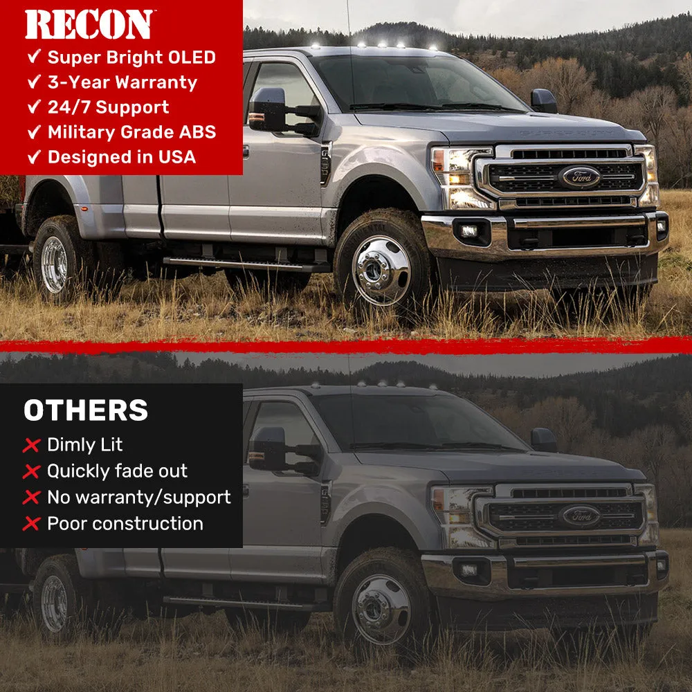 Ford 17-23 Superduty 5-Piece Set Clear Cab Roof Light Lens With 2-Way Forward Rear Facing White Ultra High-Power Leds - Attn This Cab Light Set is For a Fresh Install on a Truck That Did Not Come With OEM Cab Roof Lights no Square Hole Required - on product image