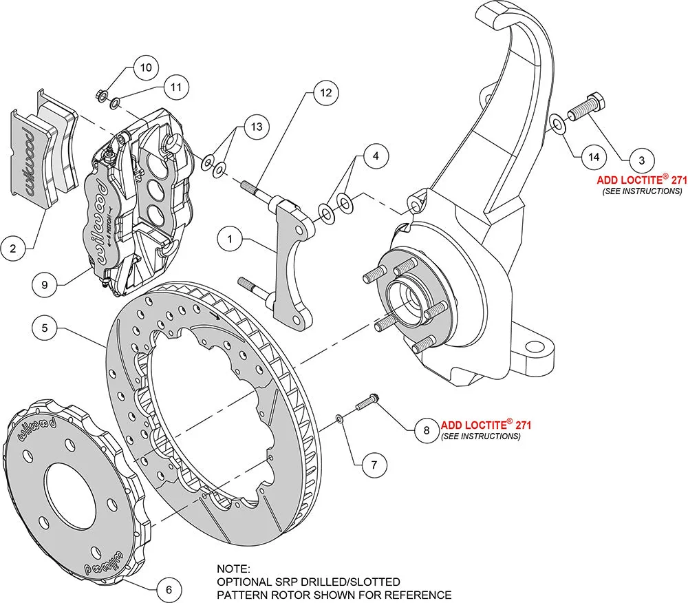 2007 - 2013 Infiniti, Nissan Forged Narrow Superlite 6R Big Brake Front Brake Kit (Hat) - 140-11583 product image