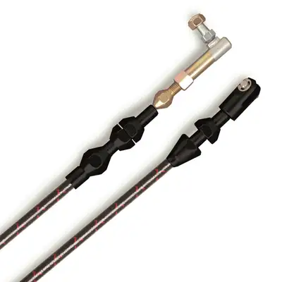 Lokar Vintage Series Throttle Cable Kit; Standard; U-Cut-To-Fit; 36 in.; Incl. Aluminum Ferrules/Instructions/Black Wrap w/Red Tracers/Black Aluminum Fittings;