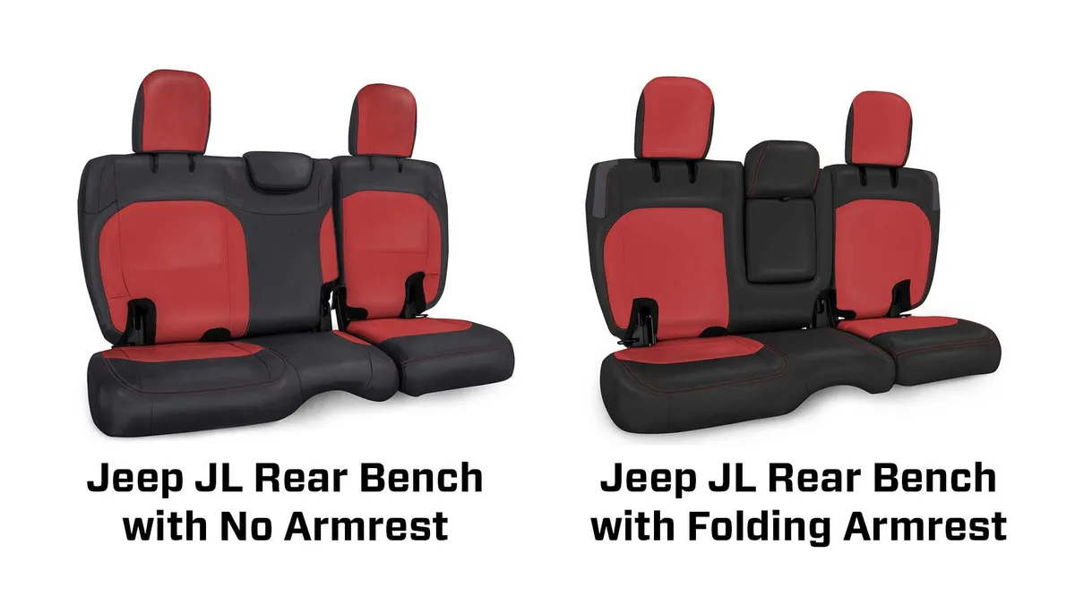 Rear Bench Cover for Jeep Wrangler JLU 4 door with Armrest Black and Gray PRP Seats product image