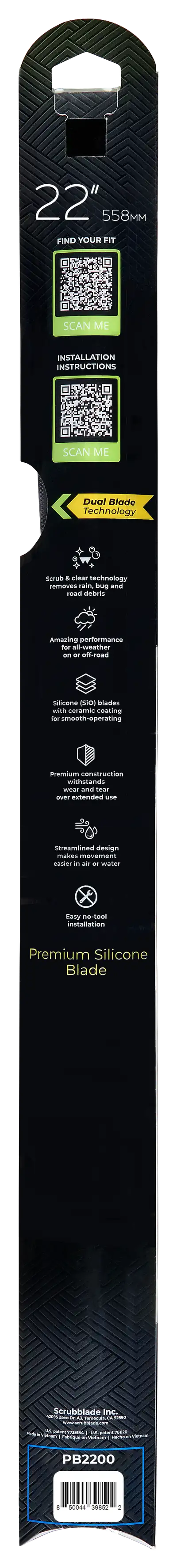 Scrubblade Scrubblade - 22 550mm Black Edition Silicone Wiper Blade - PB2200