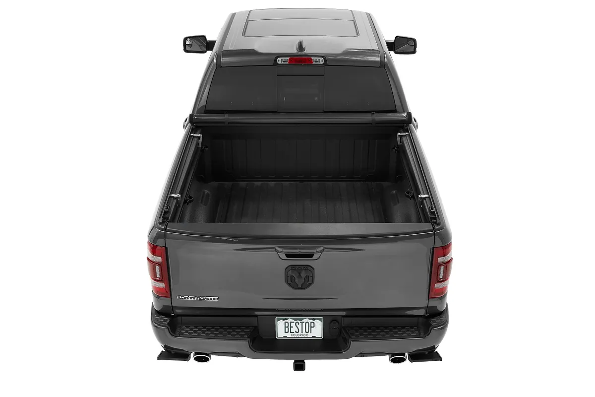 EZ-Roll Soft Tonneau Cover For Ram 2019-2024 1500 5.7 Foot Black Tailgate Spoiler Not Included Bestop product image