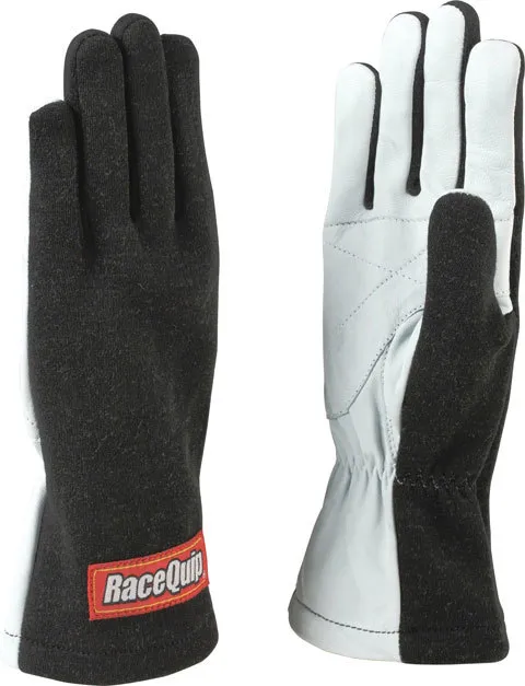 Racequip 350 Series 1 Layer Nomex Non Sfi Basic Race Gloves; Black Medium