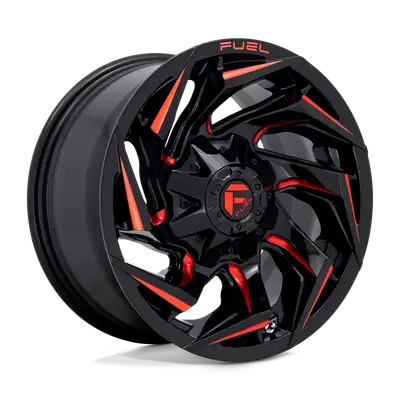 KMC Wheels Fuel Wheels | Reaction | Gloss Black Milled w/ Red Tint