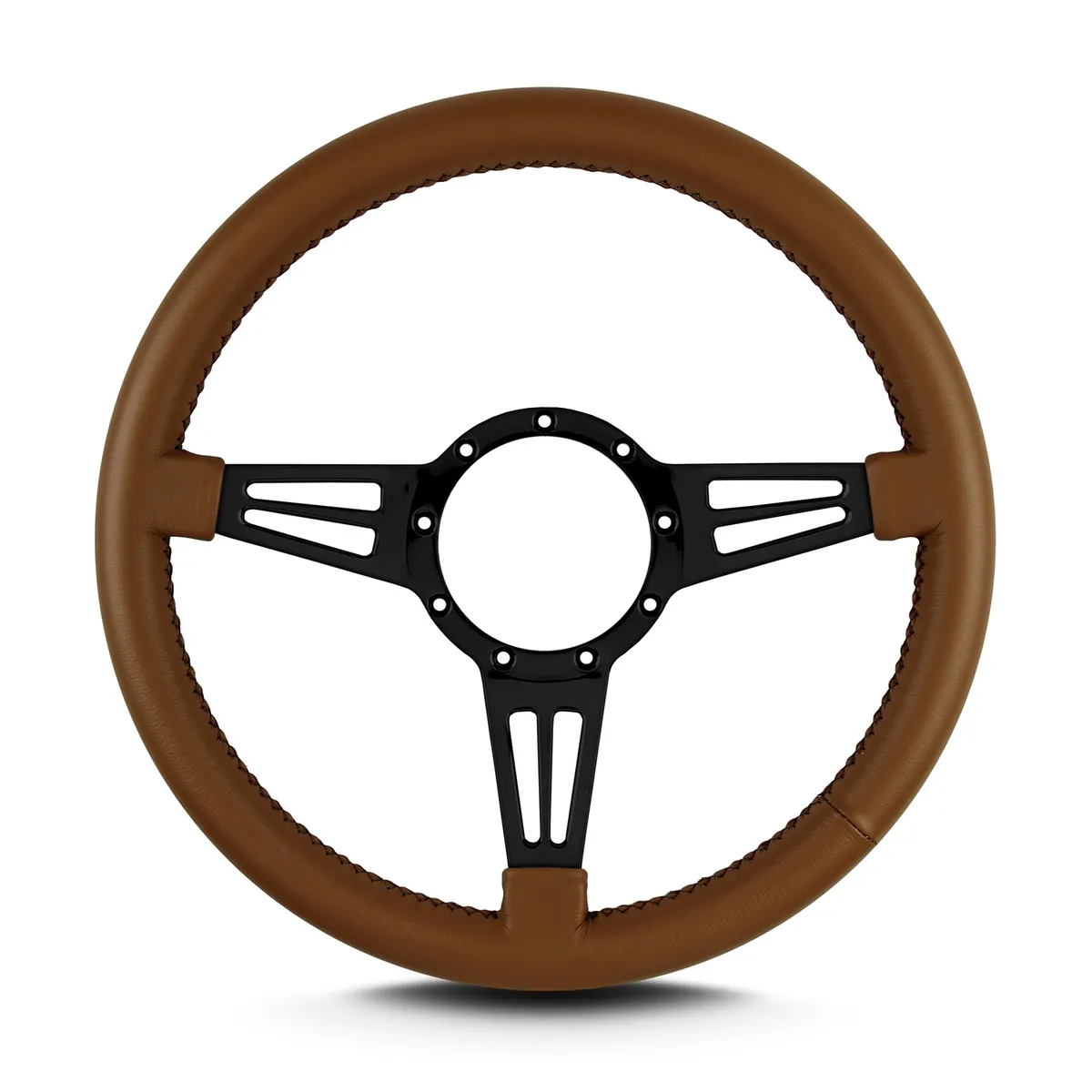 Lokar Lecarra Mark 4 Double Slot Steering Wheel; Caramel; Black Spoke; Standard Grip;