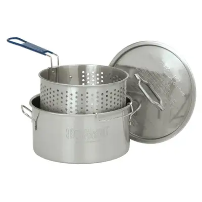 Bayou Classic 14qt Stainless Fry Pot With Lid Basket