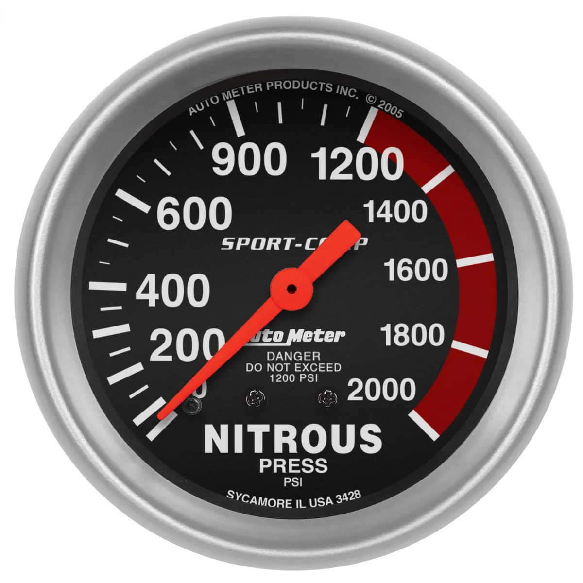 Gauge, Nitrous Pressure, 2 5/8", 2000psi, Mechanical, Sport-Comp product image