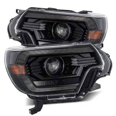 AlphaRex 1215 Tacoma Luxxseries LED Projector Headlights Plank Style Alpha Black W/Drl