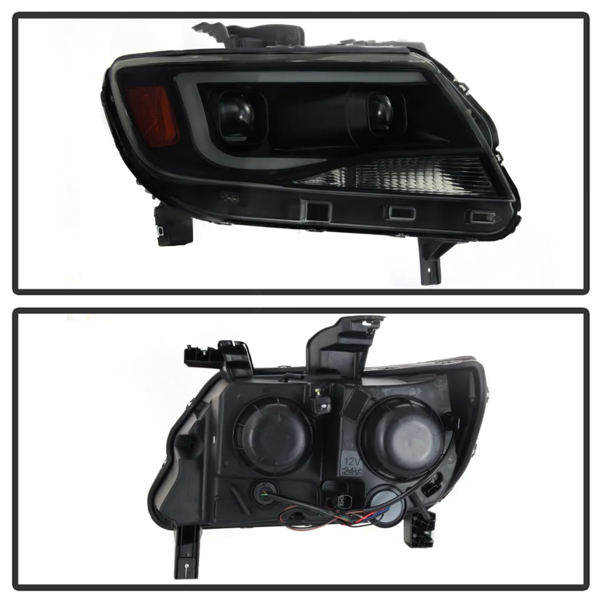XTune DRL Light Bar Projector Headlights; Halogen Models Only; Not Compatible w/Xenon/HID Model; Black Smoked; product image